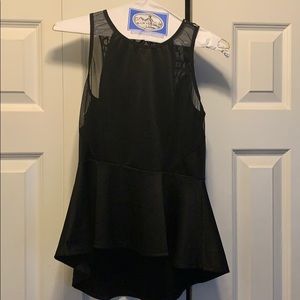 Juniors peplum sheer sleeveless top